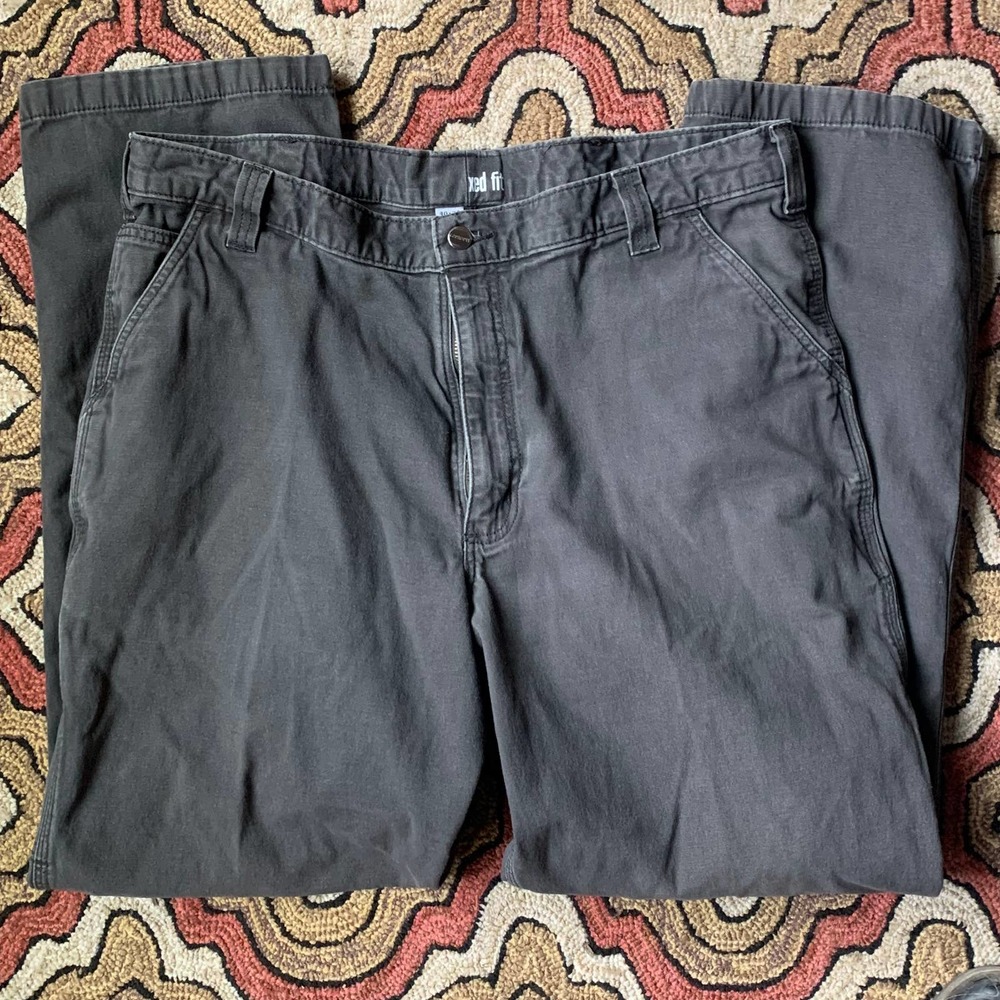 Carhartt Work Pants Mens 40x34 Gray‎ Excellent Relaxed Fit Canvas 102291-306